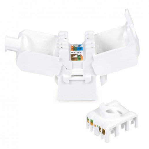 Cabeus KJ-RJ45-Cat.6A-180-Toolless Вставка Keystone Jack RJ-45(8P8C), 180 градусов, категория 6A, без инструмента Toolless, белая