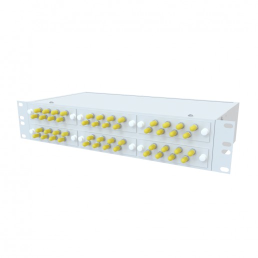 ТЕЛКОМ КСп-19-2U-48-ST/UPC-9/125 Кросс оптический 19" стоечный 2U на 48 портов ST/UPC 9/125мкм предсобранный (пигтейл ST 9/125-48шт, розетка ST-48шт, сплайс кассета, КДЗС-48шт)