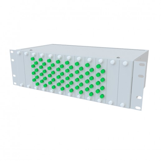 ТЕЛКОМ КСп-19-3U-64-FС/APC-9/125 Кросс оптический 19" стоечный 3U на 64 порта FС/APC 9/125мкм предсобранный (пигтейл FС/APC 9/125-64шт, розетка FС/APC-64шт, сплайс кассета, КДЗС-64шт)