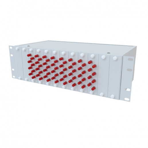 ТЕЛКОМ КСп-19-3U-64-ST/UPC-OM3-50/125 Кросс оптический 19" стоечный 3U на 64 порта ST 50/125мкм (OM3) предсобранный (пигтейл ST 50/125 (OM3)-64шт, розетка ST-64шт, сплайс кассета, КДЗС-64шт)