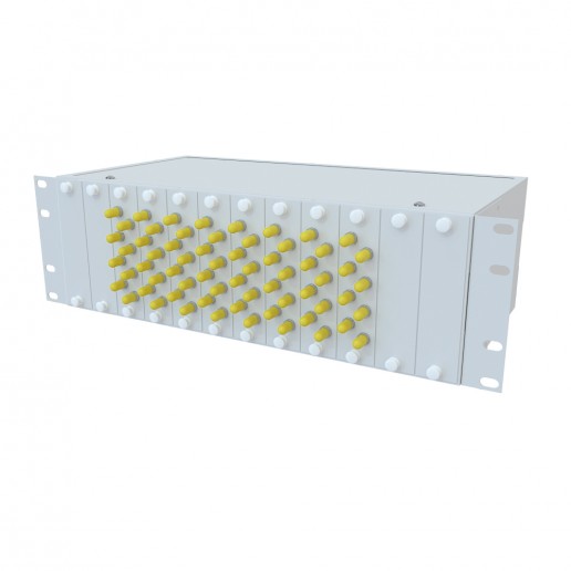 ТЕЛКОМ КСп-19-3U-64-ST/UPC-9/125 Кросс оптический 19" стоечный 3U на 64 порта ST/UPC 9/125мкм предсобранный (пигтейл ST/UPC 9/125-64шт, розетка ST-64шт, сплайс кассета, КДЗС-64шт)