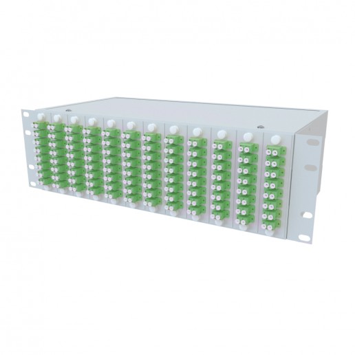 ТЕЛКОМ КСп-19-3U-96-DLC/APC-9/125 Кросс оптический 19" стоечный 3U на 96 портов LC/APC duplex 9/125мкм предсобранный (пигтейл LC/APC 9/125-192шт, розетка DLC/APC-96шт, сплайс кассета, КДЗС-192шт)