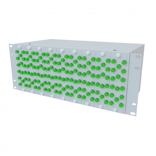 ТЕЛКОМ КСп-19-4U-144-FС/APC-9/125 Кросс оптический 19" стоечный 4U на 144 порта FС/APC 9/125мкм предсобранный (пигтейл FС/APC 9/125-144шт, розетка FС-144шт, сплайс кассета, КДЗС-144шт)