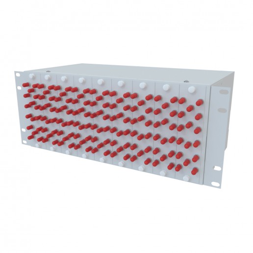 ТЕЛКОМ КСп-19-4U-144-ST/UPC-OM3-50/125 Кросс оптический 19" стоечный 4U на 144 порта ST 50/125мкм (OM3) предсобранный (пигтейл ST 50/125 (OM3)-144шт, розетка ST-144шт, сплайс кассета, КДЗС-144шт)