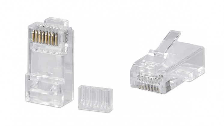 Cabeus 8P8C-C6-TWP Коннектор RJ-45 под витую пару, категория 6, универсальный (для одножильного и многожильного кабеля), для проводников с толщиной по изоляции до 1,05 мм, со вставкой