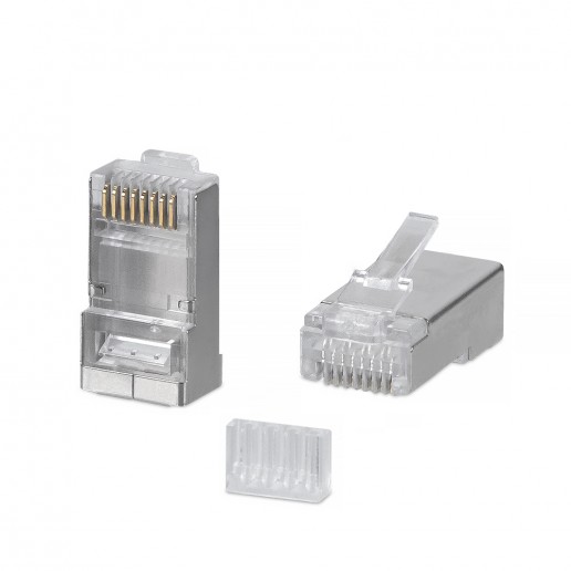 Cabeus 8P8C-SH-C6-TWP Коннектор RJ-45 под витую пару, категория 6/7, экранированный, для многожильного кабеля, для проводников с толщиной по изоляции до 1,05 мм, со вставкой