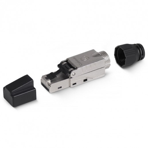 Cabeus 8P8C-SH-C6+ -TWP Коннектор с фиксатором кабеля и колпачком RJ-45(8P8C) под витую пару, категория до 6a, экранированный, для одножильного кабеля, для толстых жил 1.35-1.5 мм(с оболочкой), со вставкой