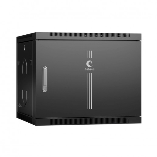 Cabeus SH-05F-9U60/60m-BK Шкаф телекоммуникационный настенный 19" 9U 600x600x501mm (ШхГхВ) дверь металл, цвет черный (RAL 9004)