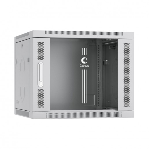 Cabeus SH-05F-9U60/35 Шкаф телекоммуникационный настенный 19" 9U 600x350x501mm (ШхГхВ) дверь стекло, цвет серый (RAL 7035)