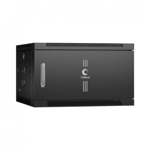 Cabeus SH-05F-6U60/35m-BK Шкаф телекоммуникационный настенный 19" 6U 600x350x368mm (ШхГхВ) дверь металл, цвет черный (RAL 9004)