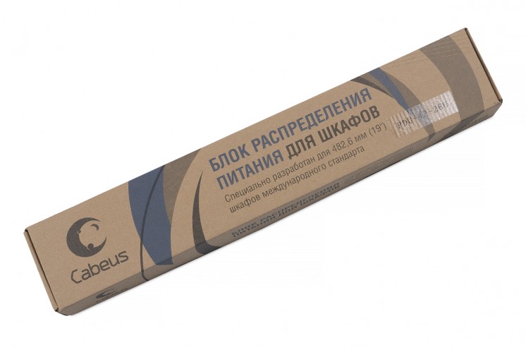 Cabeus PDU-4P-2EU Блок распределения питания для 10" шкафов, горизонтальный, 4 розетки, 16 A, без выключателя, алюминиевый корпус, шнур 2 м, вилка немецкий стандарт