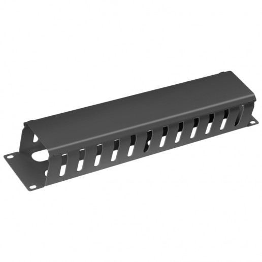 Cabeus JB07-2U-BK Кабельный органайзер 19" 2U с крышкой, металлический, цвет черный (RAL9004)