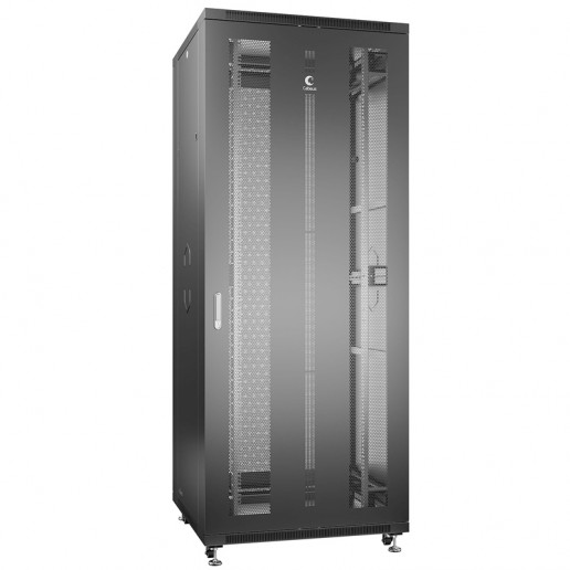 Cabeus ND-05C-42U80/80-BK Шкаф монтажный телекоммуникационный 19" напольный для распределительного и серверного оборудования 42U 800x800x2055mm (ШхГхВ) передняя и задняя перфорированные двери, ручка с замком, цвет черный (RAL 9004)