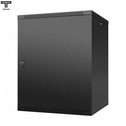 ТЕЛКОМ TL-15.6.6-M.9005МА Шкаф настенный 15U 600x600x757мм (ШхГхВ) телекоммуникационный 19", дверь металлическая, цвет черный (RAL9005МА) (4 места)