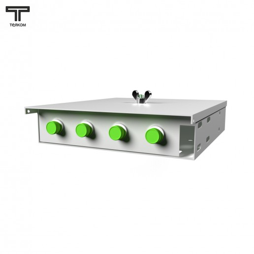 ТЕЛКОМ КНп-4-FC/APC-9/125 Кросс оптический настенный на 4 порта FC/APC 9/125мкм предсобранный (пигтейл FC/APC 9/125-4шт, розетка FC-4шт, ложемент, КДЗС-4шт)