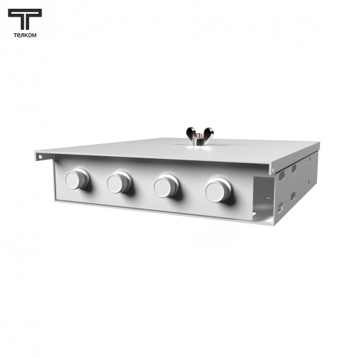 ТЕЛКОМ КНп-4-FC/UPC-9/125 Кросс оптический настенный на 4 порта FC/UPC 9/125мкм предсобранный (пигтейл FC/UPC 9/125-4шт, розетка FC-4шт, ложемент, КДЗС-4шт)