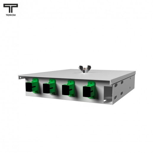 ТЕЛКОМ КНп-4-SC/APC-9/125 Кросс оптический настенный на 4 порта SC/APC 9/125мкм предсобранный (пигтейл SC/APC 9/125-4шт, розетка SC-4шт, ложемент, КДЗС-4шт)