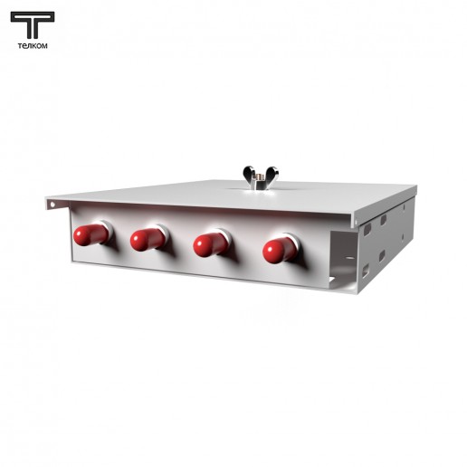 ТЕЛКОМ КНп-4-ST/UPC-ОМ3-50/125 Кросс оптический настенный на 4 порта ST 50/125мкм (ОМ3) предсобранный (пигтейл ST 50/125 (ОМ3)-4шт, розетка ST-4шт, ложемент, КДЗС-4шт)