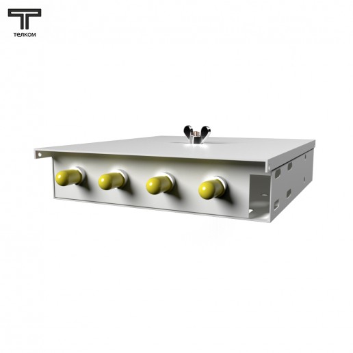 ТЕЛКОМ КНп-4-ST/UPC-9/125 Кросс оптический настенный на 4 порта ST/UPC 9/125мкм предсобранный (пигтейл ST/UPC 9/125-4шт, розетка ST-4шт, ложемент, КДЗС-4шт)