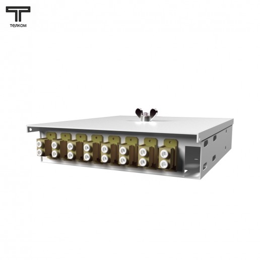 ТЕЛКОМ КНп-8-DLC/UPC-ОМ4-50/125 Кросс оптический настенный на 8 портов DLC 50/125мкм (ОМ4) предсобранный (пигтейл LC 50/125 (ОМ4)-16шт, розетка DLC-8шт, ложемент, КДЗС-16шт)