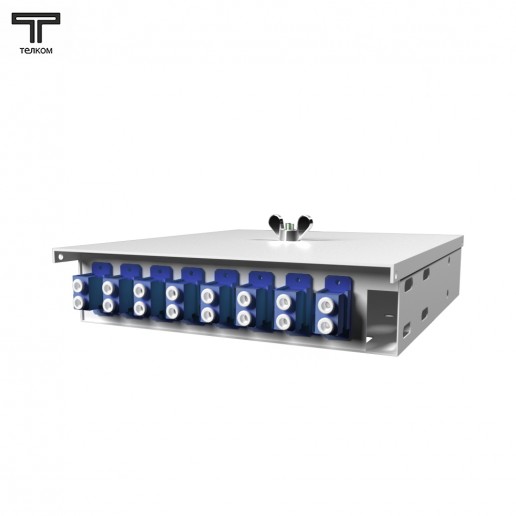 ТЕЛКОМ КНп-8-DLC/UPC-9/125 Кросс оптический настенный на 8 портов LC/UPC duplex 9/125мкм предсобранный (пигтейл LC/UPC 9/125-16шт, розетка DLC-8шт, ложемент, КДЗС-16шт)