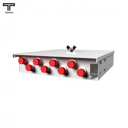 ТЕЛКОМ КНп-8-FC/UPC-ОМ4-50/125 Кросс оптический настенный на 8 портов FC 50/125мкм (ОМ4) предсобранный (пигтейл FC 50/125 (ОМ4)-8шт, розетка FC-8шт, ложемент, КДЗС-8шт)