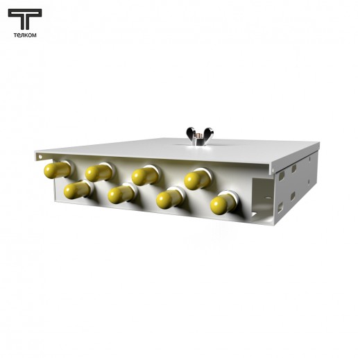 ТЕЛКОМ КНп-8-ST/UPC-9/125 Кросс оптический настенный на 8 портов ST/UPC 9/125мкм предсобранный (пигтейл ST/UPC 9/125-8шт, розетка ST-8шт, ложемент, КДЗС-8шт)