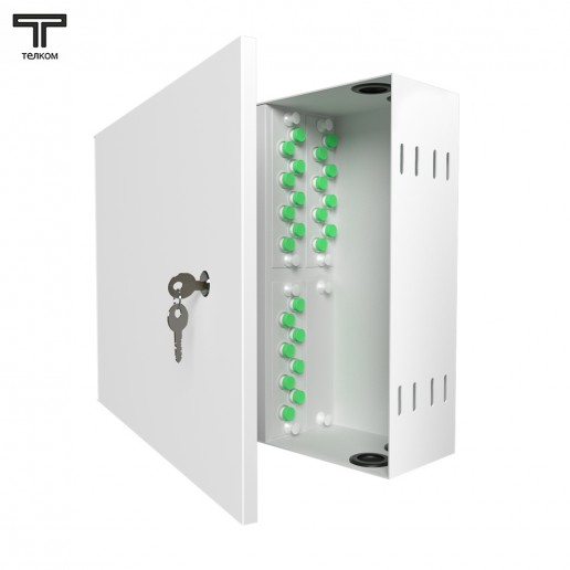 ТЕЛКОМ КНп-24-FC/APC-9/125 Кросс оптический настенный на 24 порта FC/APC 9/125мкм предсобранный (пигтейл FC/APC 9/125-24шт, розетка FC-24шт, планки FC/ST, сплайс кассета с крышкой-1шт, КДЗС-24шт)