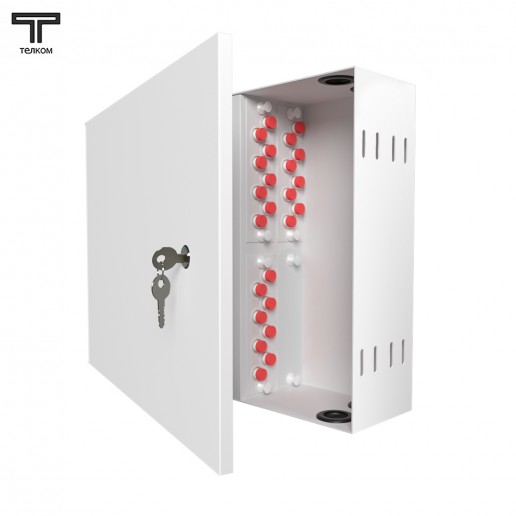 ТЕЛКОМ КНп-24-FC/UPC-50/125 Кросс оптический настенный на 24 порта FC 50/125мкм предсобранный (пигтейл FC 50/125-24шт, розетка FC-24шт, планки FC/ST, сплайс кассета с крышкой-1шт, КДЗС-24шт)