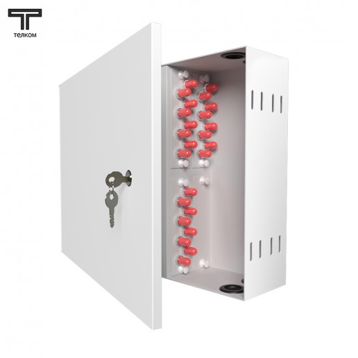 ТЕЛКОМ КНп-24-ST/UPC-62,5/125 Кросс оптический настенный на 24 порта ST 62,5/125мкм предсобранный (пигтейл ST 62,5/125-24шт, розетка ST-24шт, планки FC/ST, сплайс кассета с крышкой-1шт, КДЗС-24шт)
