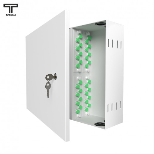 ТЕЛКОМ КНп-32-FC/APC-9/125 Кросс оптический настенный на 32 порта FC/APC 9/125мкм предсобранный (пигтейл FC/APC 9/125-32шт, розетка FC-32шт, планки FC/ST, сплайс кассета-1шт, КДЗС-32шт)