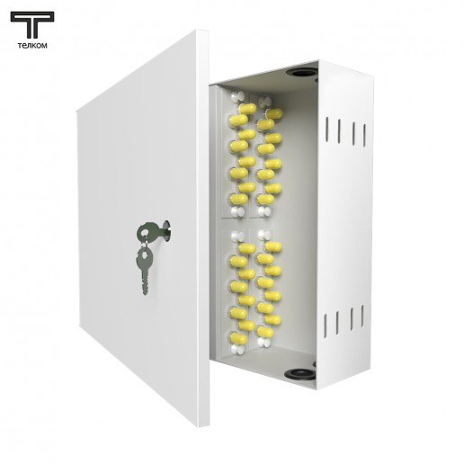 ТЕЛКОМ КНп-32-ST/UPC-9/125 Кросс оптический настенный на 32 порта ST/UPC 9/125мкм предсобранный (пигтейл ST/UPC 9/125-32шт, розетка ST-32шт, планки FC/ST, сплайс кассета-1шт, КДЗС-32шт)