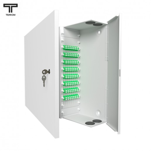 ТЕЛКОМ КНп-64-DLC/APC-9/125 Кросс оптический настенный на 64 порта LC/APC duplex 9/125мкм предсобранный (пигтейл LC/APC 9/125-128шт, розетка DLC-64шт, планки LC/DLC, сплайс кассета-4шт, КДЗС-128шт)