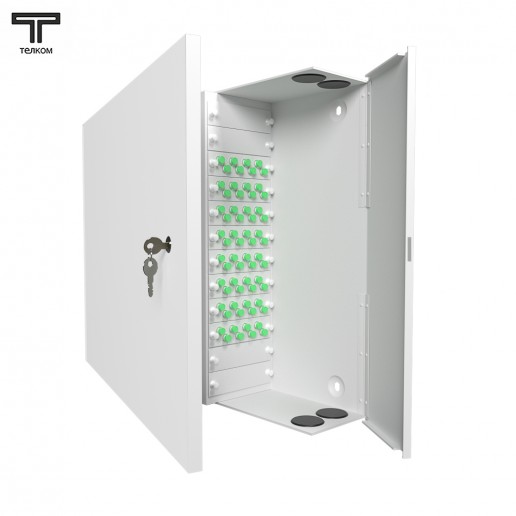 ТЕЛКОМ КНп-64-FC/APC-9/125 Кросс оптический настенный на 64 порта FC/APC 9/125мкм предсобранный (пигтейл FC/APC 9/125-64шт, розетка FC-64шт, планки FC/ST, сплайс кассета-2шт, КДЗС-64шт)