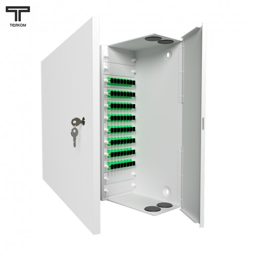 ТЕЛКОМ КНп-64-SC/APC-9/125 Кросс оптический настенный на 64 порта SC/APC 9/125мкм предсобранный (пигтейл SC/APC 9/125-64шт, розетка SC-64шт, планки LC/DLC, сплайс кассета-2шт, КДЗС-64шт)