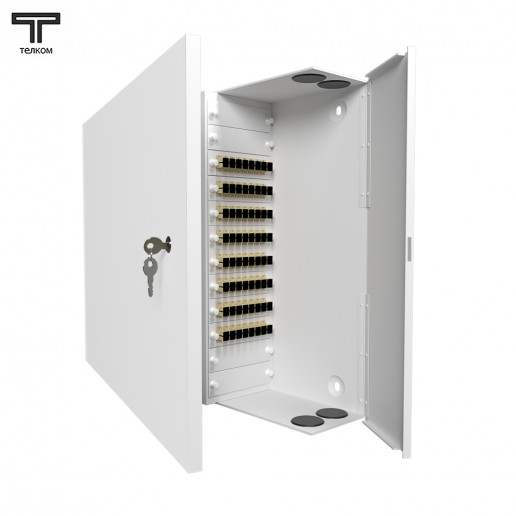 ТЕЛКОМ КНп-64-SC/UPC-62,5/125 Кросс оптический настенный на 64 порта SC 62,5/125мкм предсобранный (пигтейл SC 62,5/125-64шт, розетка SC-64шт, планки LC/DLC, сплайс кассета-2шт, КДЗС-64шт)