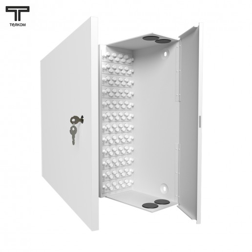 ТЕЛКОМ КНп-96-FC/UPC-9/125 Кросс оптический настенный на 96 портов FC/UPC 9/125мкм предсобранный (пигтейл FC/UPC 9/125-96шт, розетка FC-96шт, планки FC/ST, сплайс кассета-3шт, крышка для сплайс кассеты-1шт, КДЗС-96шт)