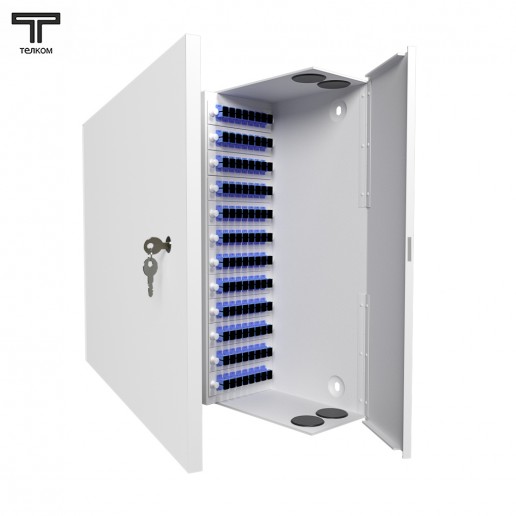 ТЕЛКОМ КНп-96-SC/UPC-9/125 Кросс оптический настенный на 96 портов SC/UPC 9/125мкм предсобранный (пигтейл SC/UPC 9/125-96шт, розетка SC-96шт, планки LC/DLC, сплайс кассета-3шт, крышка для сплайс кассеты-1шт, КДЗС-96шт)