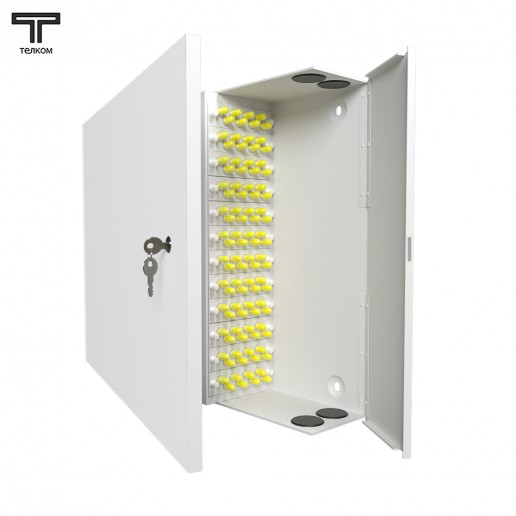 ТЕЛКОМ КНп-96-ST/UPC-9/125 Кросс оптический настенный на 96 портов ST/UPC 9/125мкм предсобранный (пигтейл ST/UPC 9/125-96шт, розетка ST-96шт, планки FC/ST, сплайс кассета-3шт, крышка для сплайс кассеты-1шт, КДЗС-96шт)