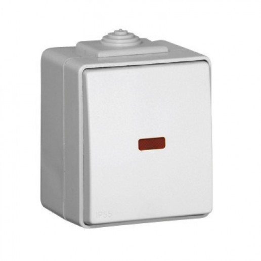 Efapel 48012 CCZ Одноклавишный выключатель c подсветкой, серый, Серия 48 WATERPROOF (IP 65) влагозащищенная