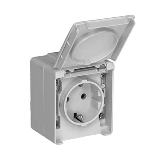 Efapel 48131 CCZ Розетка 2к+з, серая, Серия 48 WATERPROOF (IP 65) влагозащищенная
