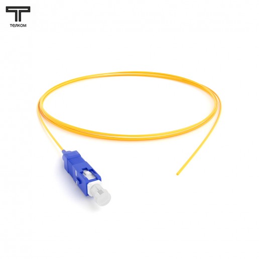 ТЕЛКОМ ШОС-0.9-PT-SC/U-SM-1.5м-LSZH-YL Пигтейл оптический pt SC/UPC 9/125 одномодовый SM (G.652.D) (0.9мм) LSZH, 1,5м