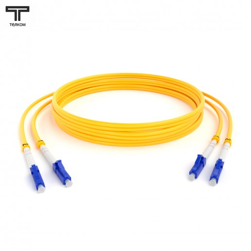 ТЕЛКОМ ШОС-2x3.0-2LC/U-2LC/U-SM-0.5м-LSZH-YL Шнур оптический duplex LC/UPC-LC/UPC 9/125 OS2 (G.652.D) одномодовый SM (3.0мм) LSZH длина 0,5м