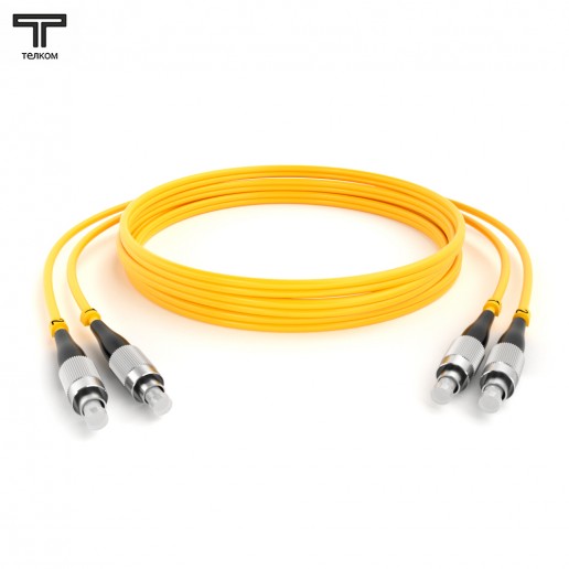 ТЕЛКОМ ШОС-2x3.0-2FC/U-2FC/U-SM-30м-LSZH-YL Шнур оптический duplex FC/UPC-FC/UPC 9/125 OS2 (G.652.D) одномодовый SM (3.0мм) LSZH, длина 30м