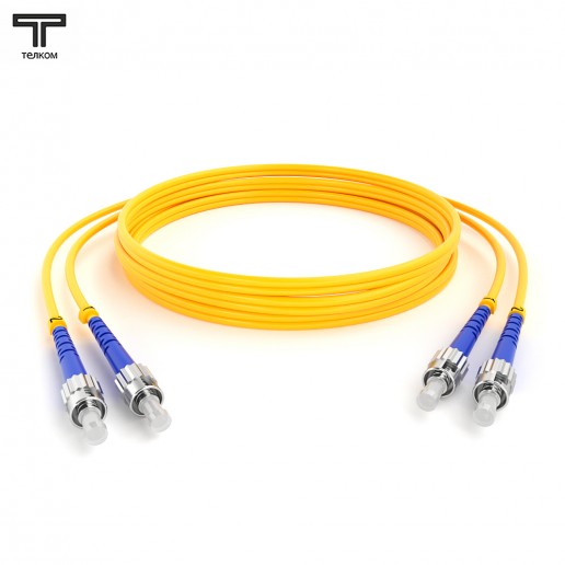 ТЕЛКОМ ШОС-2x3.0-2ST/U-2ST/U-SM-20м-LSZH-YL Шнур оптический duplex ST/UPC-ST/UPC 9/125 OS2 (G.652.D) одномодовый SM (3.0мм) LSZH длина 20м