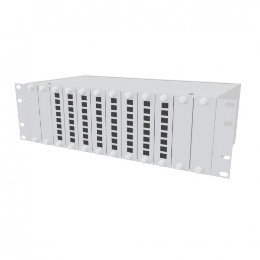 ТЕЛКОМ КС-64-3U-19-DLC Кросс оптический 19" стоечный на 64 порта LC duplex (сплайс кассета - 4шт, крышка для сплайс кассеты - 1шт, сменные планки на 8 DLC - 8шт, планки заглушки - 4шт, без пигтейлов и проходных адаптеров, без КДЗС)