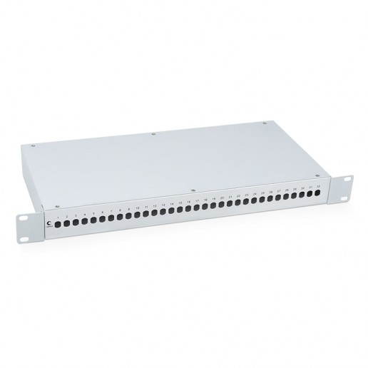 Cabeus FO-19-32ST Кросс бокс оптический 19" на 32 ST(FC) со сплайс-кассетой и КДЗС (без пигтейлов и проходных адаптеров)