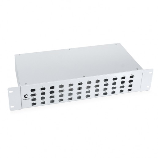 Cabeus FO-19-48SC Кросс бокс оптический 19" на 48 SC (LC duplex) со сплайс-кассетой и КДЗС (без пигтейлов и проходных адаптеров)