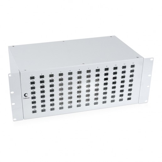 Cabeus FO-19-96SC Кросс бокс оптический 19" на 96 SC (LC duplex) со сплайс-кассетой и КДЗС (без пигтейлов и проходных адаптеров)