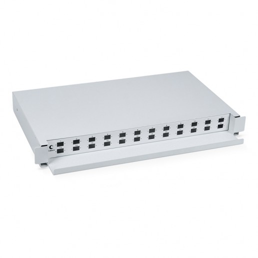 Cabeus ODF-19-24-SC Кросс бокс оптический 19" на 24 SC (LC duplex) со сплайс-кассетой, выдвижной (без пигтейлов и проходных адаптеров)